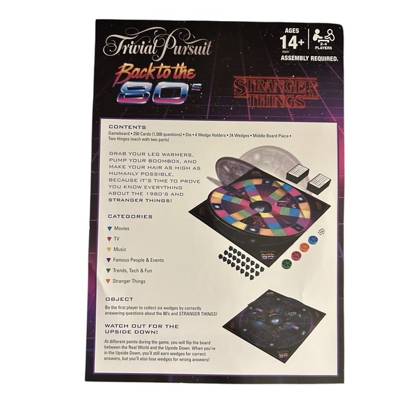 Trivial Pursuit Stranger Things Back to The 80s Edition Board Game Open Box - Picture 8 of 13